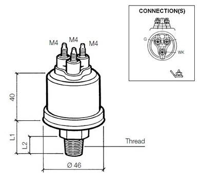 VDO Pressure sender 0-10 Bar – 1/8-27 NPTF